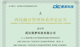 好消息！筑夢科技獲得兩化融合管理體系評定證書